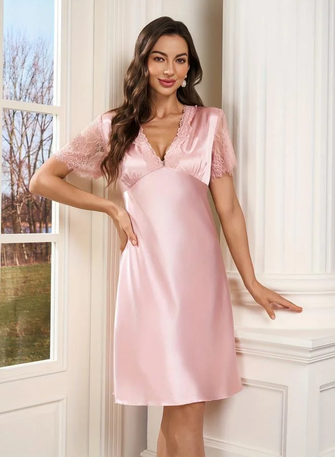 تايك تو Light Pink Lace Trim Nightdress