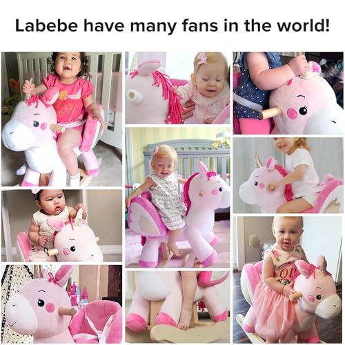 labebe - Baby Rocking Horse, Ride Unicorn, Kid Ride On Toy for 6 Month-3 Year Old, Infant (Boy Girl) Plush Animal Rocker, Toddler/Child Stuffed Ride Toy (Pink) - Image 2