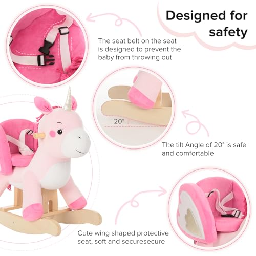 labebe - Baby Rocking Horse, Ride Unicorn, Kid Ride On Toy for 6 Month-3 Year Old, Infant (Boy Girl) Plush Animal Rocker, Toddler/Child Stuffed Ride Toy (Pink) - Image 5