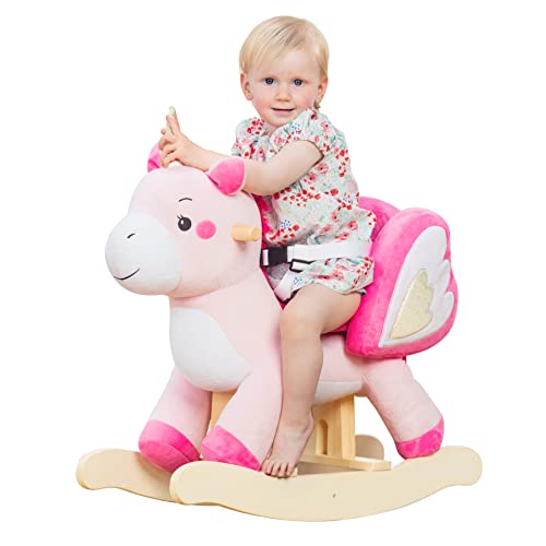 labebe - Baby Rocking Horse, Ride Unicorn, Kid Ride On Toy for 6 Month-3 Year Old, Infant (Boy Girl) Plush Animal Rocker, Toddler/Child Stuffed Ride Toy (Pink) - Image 1