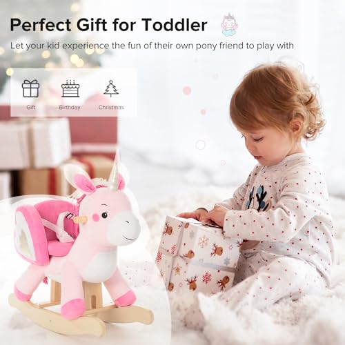 labebe - Baby Rocking Horse, Ride Unicorn, Kid Ride On Toy for 6 Month-3 Year Old, Infant (Boy Girl) Plush Animal Rocker, Toddler/Child Stuffed Ride Toy (Pink) - Image 4