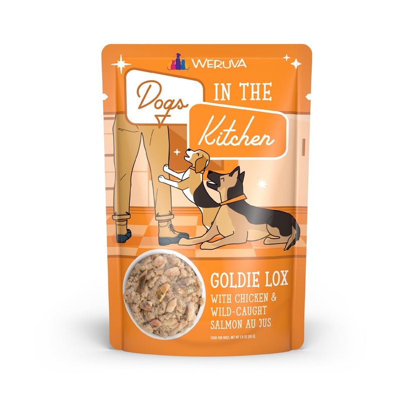 Weruva Dogs in The Kitchen, Goldie Lox with Chicken & Wild-Caught Salmon Wet Dog Food, 2.8oz Pouch (Pack of 12) - Image 1