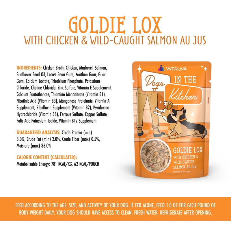 Weruva Dogs in The Kitchen, Goldie Lox with Chicken & Wild-Caught Salmon Wet Dog Food, 2.8oz Pouch (Pack of 12) - Image 5