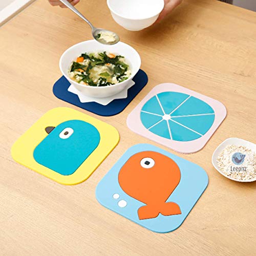 Leeonz Silicone Trivet Mat, Hot Pads, Heat Resistant Coasters, Tableware Insulation Pad Potholders,Cups Pad,Placemat, Non-Slip Mat, Flexible,Random Color and Pattern (Big-Random, Set of 4) - Image 2