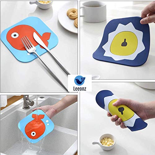 Leeonz Silicone Trivet Mat, Hot Pads, Heat Resistant Coasters, Tableware Insulation Pad Potholders,Cups Pad,Placemat, Non-Slip Mat, Flexible,Random Color and Pattern (Big-Random, Set of 4) - Image 5