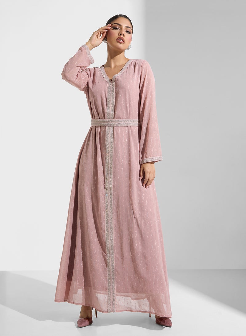 خزانة فستان ماكسي بحزام - Image 1