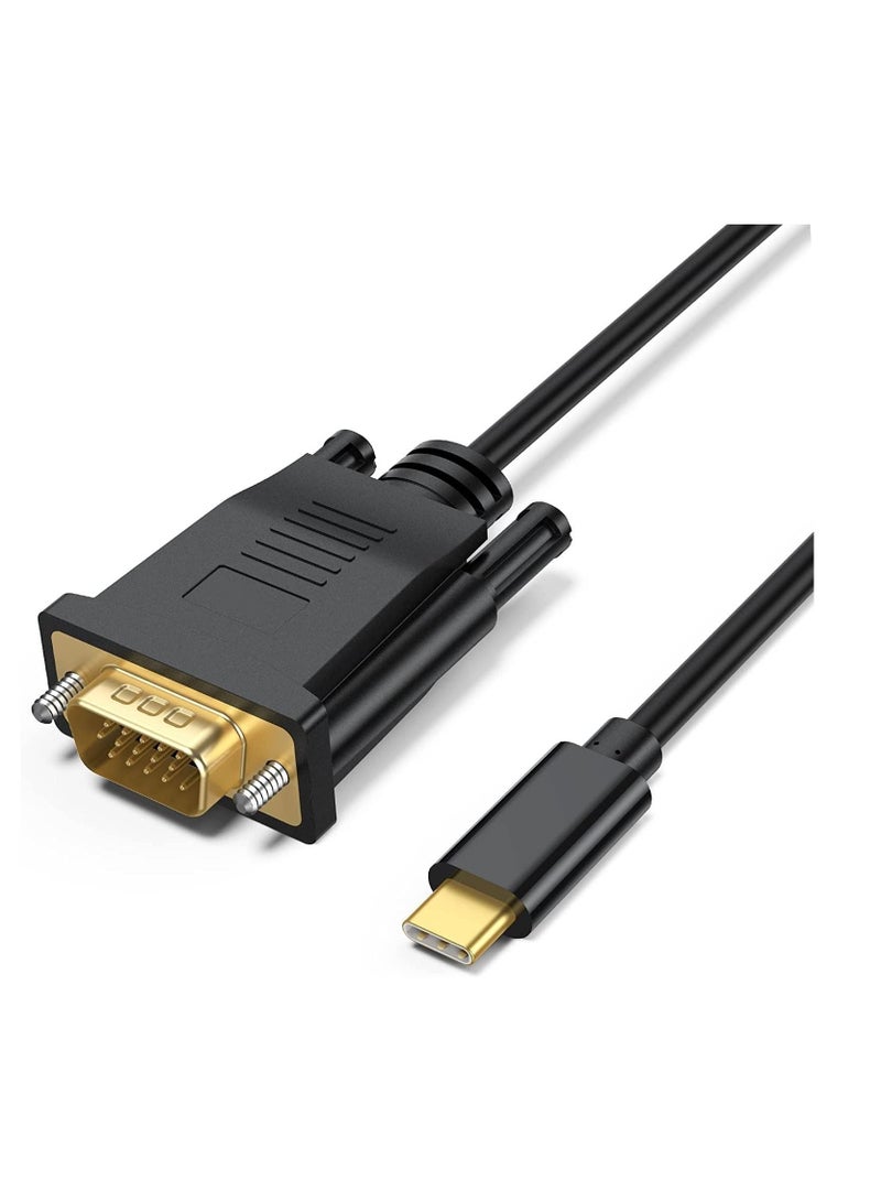NIBEMINENT SB C to VGA Cable, USB Type-C Male Cable Adapter Compatible Converter foriMac, MacBook Pro, Air, Surface Book 2, Chromebook and More More-6 Feet  - Image 1
