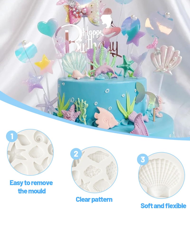 Buildcon 3 Pcs Candle Mould, Marine Theme Molds for Crafts, Candle Making Material, Seashell Cake Decorations, Chocolate and Soap Crafting, Reusable - Image 3