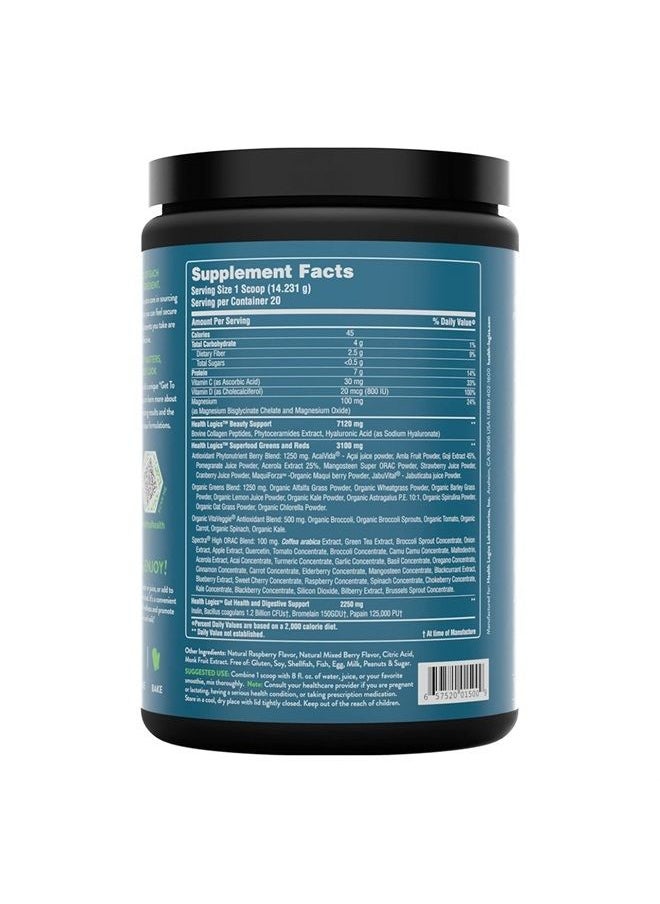 Health Logics Glowing Greens Superfood Powder with Collagen Peptides, Digestive Enzymes, Prebiotics and Probiotics – Antioxidant, Improve Wellness, Immune, Digestive and Gut Health Support  - Image 1