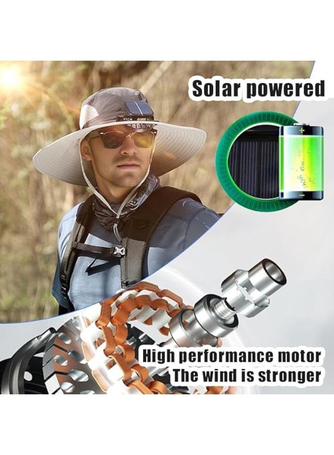 fdsport Solar Fan Hat,with 2 Solar Powered Fans,Outdoor Summer UV Hiking Camping Fishing Hat,Solar & USB Charging Wide Brim Solar Fan Hats for Men Women- UPF 50+ Hat  Removable & USB Charging Fan - Image 3