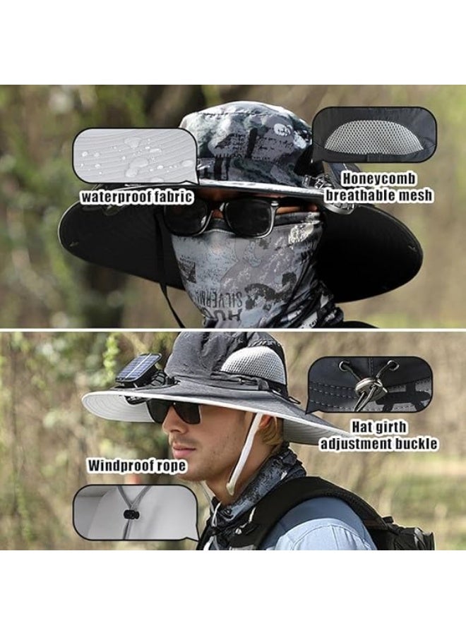 fdsport Solar Fan Hat,with 2 Solar Powered Fans,Outdoor Summer UV Hiking Camping Fishing Hat,Solar & USB Charging Wide Brim Solar Fan Hats for Men Women- UPF 50+ Hat  Removable & USB Charging Fan - Image 5
