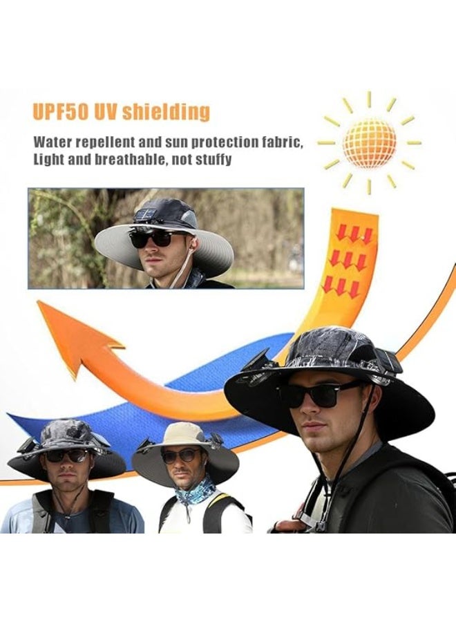 fdsport Solar Fan Hat,with 2 Solar Powered Fans,Outdoor Summer UV Hiking Camping Fishing Hat,Solar & USB Charging Wide Brim Solar Fan Hats for Men Women- UPF 50+ Hat  Removable & USB Charging Fan - Image 2