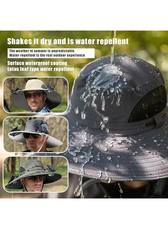 fdsport Solar Fan Hat,with 2 Solar Powered Fans,Outdoor Summer UV Hiking Camping Fishing Hat,Solar & USB Charging Wide Brim Solar Fan Hats for Men Women- UPF 50+ Hat  Removable & USB Charging Fan - Image 4
