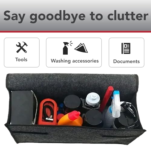OCEANEVO Felt Car Boot Organizer, Car Trunk Organizer For Storage Of Accessories, Hardware Tools And Documents - 50 X 24 X 17 Cm - Dark Grey - Image 4