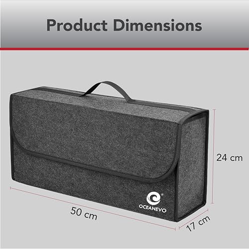 OCEANEVO Felt Car Boot Organizer, Car Trunk Organizer For Storage Of Accessories, Hardware Tools And Documents - 50 X 24 X 17 Cm - Dark Grey - Image 2