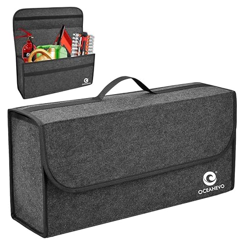 OCEANEVO Felt Car Boot Organizer, Car Trunk Organizer For Storage Of Accessories, Hardware Tools And Documents - 50 X 24 X 17 Cm - Dark Grey - Image 1
