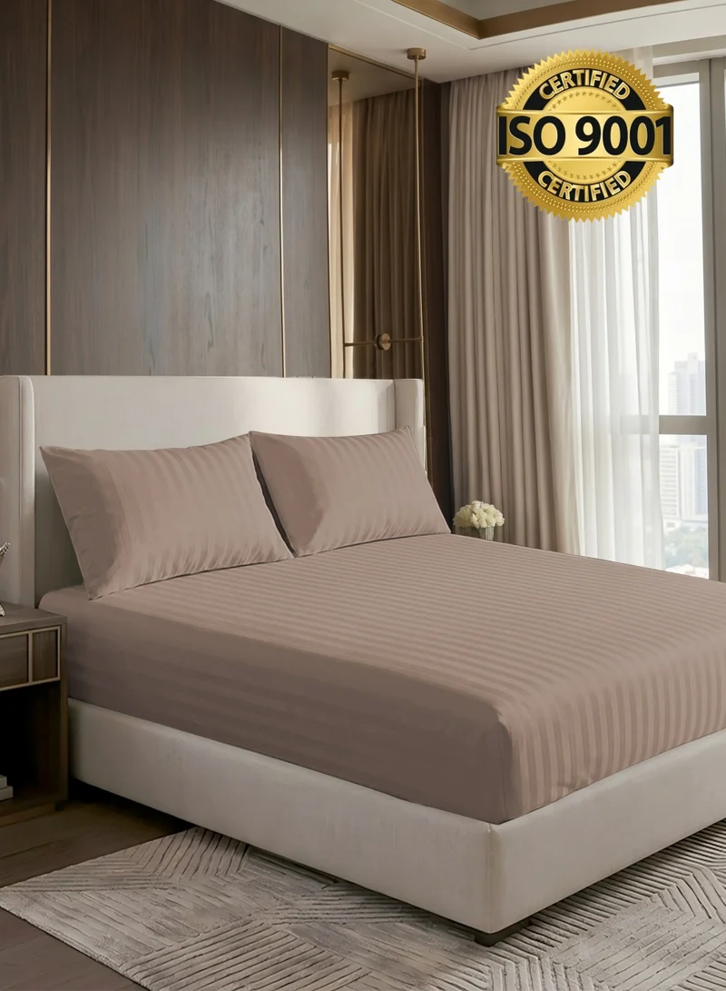 Master Home Textile King Microfiber Sheet Set, King Size 3 Pieces, Hotel Stripes design