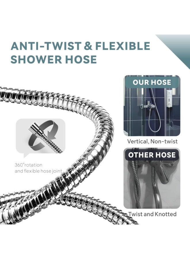 Home Care 150CM Handheld Shower Hose, 360°Anti-twist 304 Stainless Steel Flexible Rustproof Shower Hose, Heat-Resistant and Anti-corrosion Shower Pipe【G1/2" Standard Thread】【Leak-proof】 - Image 3