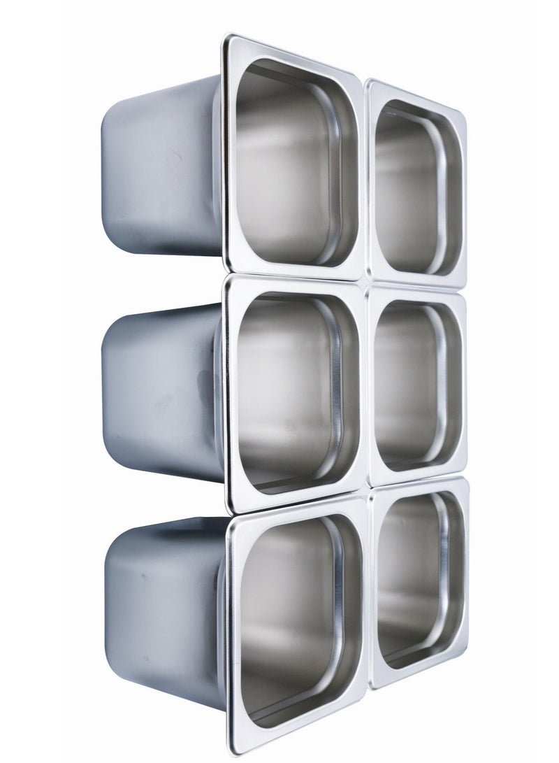 Grace طقم أواني طعام من الفولاذ المقاوم للصدأ 6 قطع 1/6 150 مم عميق - Image 4