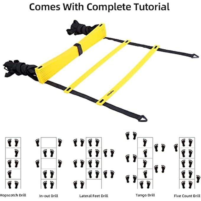 rayihni Speed Agility Training Kit - Includes 12 Rung Agility Ladder, 12 Disc Cones, 4 Steel Stakes, Resistance Parachute With Carry Bag, Use Agility Training Equipment To Improve Footwork Any Sport. - Image 5