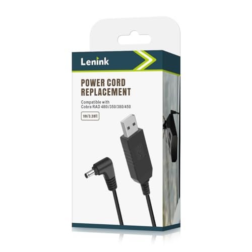 Lenink Power Cord Compatible with Cobra RAD 480i/350/380/450, Replacement Cord Cable USB Charger Compatible with Most Cobra Radar Detectors (1m/3.28ft) - Image 1