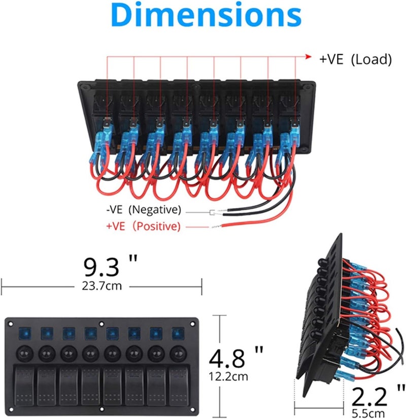 Wivplex 8 Gang Waterproof Switch Panel for Jeep and Marine - Image 2