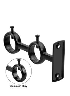 SYOSI Bracket for Curtain Pole 2pcs Double Curtain RodHolder Wall Mount Heavy Duty Adjustable 28mm Curtain Rod Bracket for Window Bedroom Home Black  - Image 4