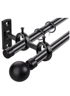 SYOSI Bracket for Curtain Pole 2pcs Double Curtain RodHolder Wall Mount Heavy Duty Adjustable 28mm Curtain Rod Bracket for Window Bedroom Home Black  - Image 5