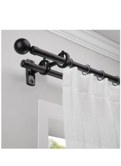 SYOSI Bracket for Curtain Pole 2pcs Double Curtain RodHolder Wall Mount Heavy Duty Adjustable 28mm Curtain Rod Bracket for Window Bedroom Home Black  - Image 2