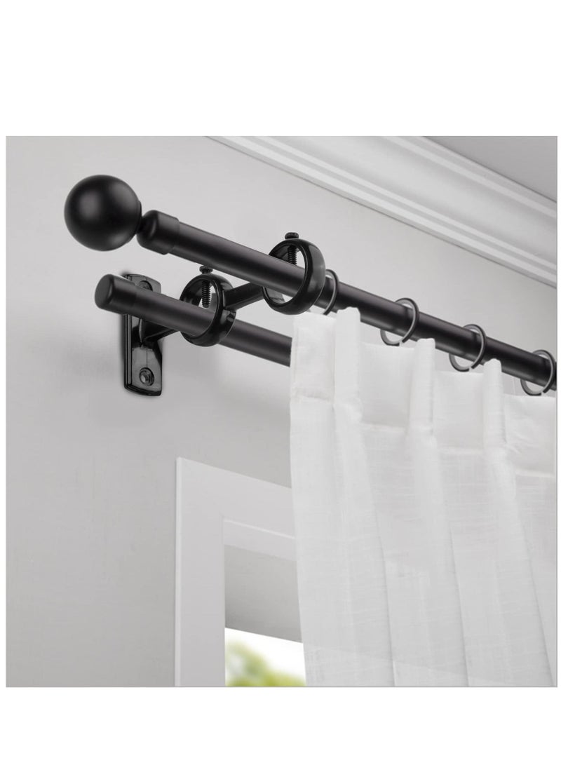 SYOSI Bracket for Curtain Pole 2pcs Double Curtain RodHolder Wall Mount Heavy Duty Adjustable 28mm Curtain Rod Bracket for Window Bedroom Home Black  - Image 2
