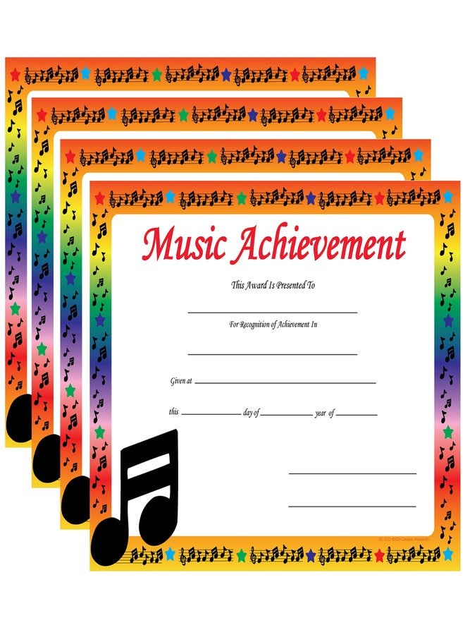 SHAPES ETC. 30 pcs Music Achievement Recognition Certificates 11in x 8.5in Academic Recognition Music Teachers School Certificate Musicians Musical Award Kids Awards Band Achievements Made in The USA - Image 1