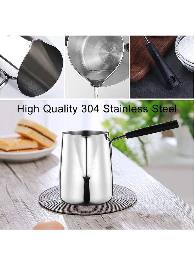Funito 600ML Turkish Coffee Pot, 304 Stainless Steel Milk Warmer with Pour Spout, Butter Warmer Saucepan for Coffee, Milk, Tea, Chocolate & Butter Heating - Image 4