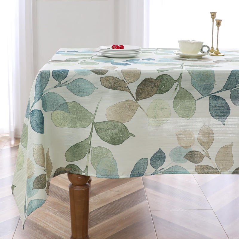 Randall Colorful Leaf Printed Rectangle Decorative Tablecloth 60"x84"x1 Wrinkle Free and Spillproof Oblong Table Cloth Cover for Home Kitchen Dinning and Party(6-8 Seats, Blue/Green/Tan) - Image 2