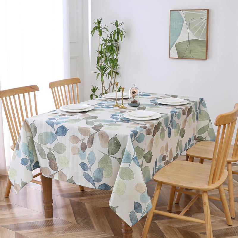 Randall Colorful Leaf Printed Rectangle Decorative Tablecloth 60"x84"x1 Wrinkle Free and Spillproof Oblong Table Cloth Cover for Home Kitchen Dinning and Party(6-8 Seats, Blue/Green/Tan) - Image 3