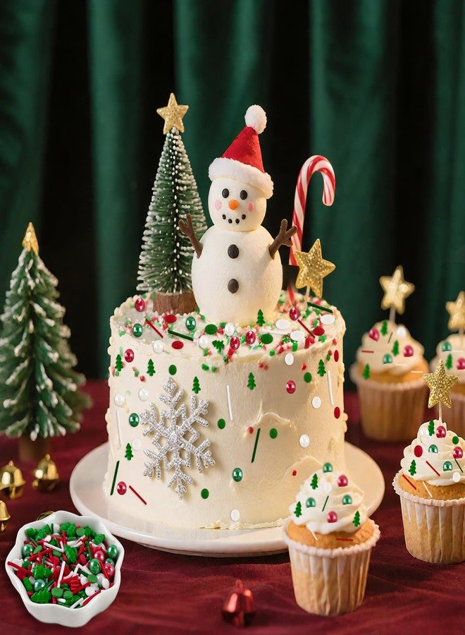 LEBERY Christmas Sprinkles Red Green White Sprinkle Edible Christmas Tree Sprinkle Holiday Cake Sprinkles Sugar Pearls Jimmies Mix for Cake Baking Cookie Ice Cream Decorations - 8 Oz - Image 3