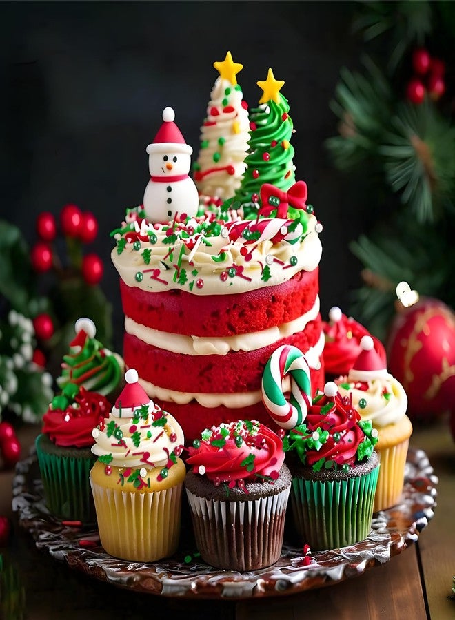 LEBERY Christmas Sprinkles Red Green White Sprinkle Edible Christmas Tree Sprinkle Holiday Cake Sprinkles Sugar Pearls Jimmies Mix for Cake Baking Cookie Ice Cream Decorations - 8 Oz - Image 2
