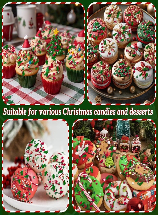 LEBERY Christmas Sprinkles Red Green White Sprinkle Edible Christmas Tree Sprinkle Holiday Cake Sprinkles Sugar Pearls Jimmies Mix for Cake Baking Cookie Ice Cream Decorations - 8 Oz - Image 4