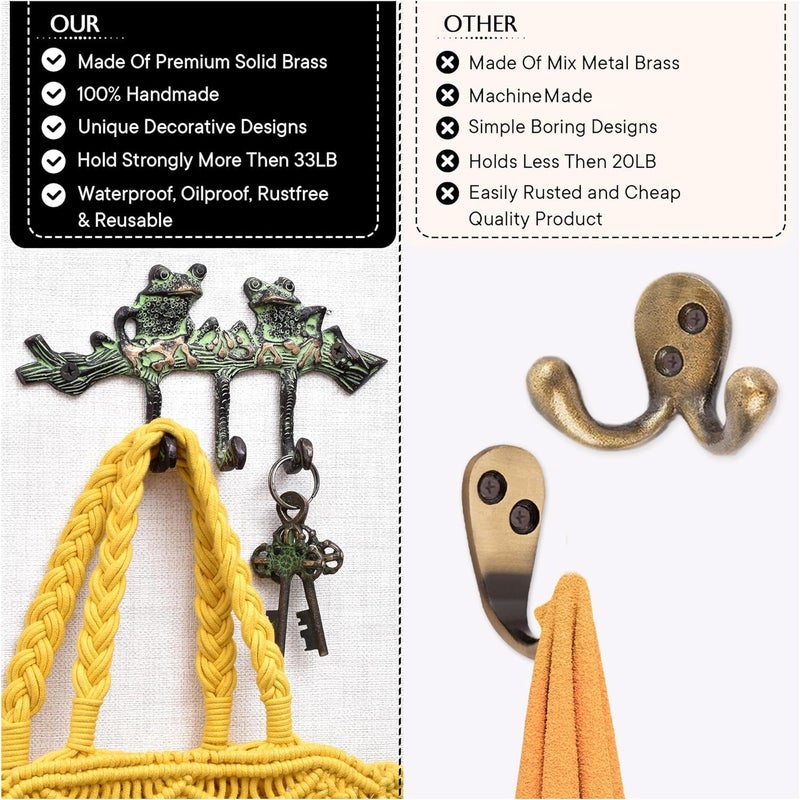Indian-Shelf IndianShelf Frogs Animal Wall Hooks Unique Coat Hooks Decorative Key Holder Hanger Pop Up Kids Backpack Hanger - Image 4