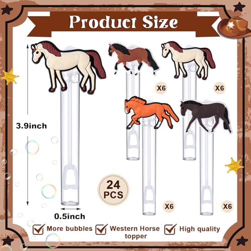 Rotatingpals 24 Pcs Horse Bubble Wands Western Cowboy Cowgirl Party Favors Mini Bubble Wands Tube Bulk Theme Maker Goodie Bags Stuffer Prizes Derby Party Supplies - Image 5