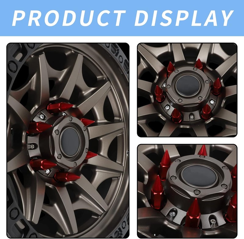 EZPROIT 24Pcs Anti Theft Spikes Extended Tuner Wheel/Rims Lug Nut M14X1.5+Socket (Red) - Image 4