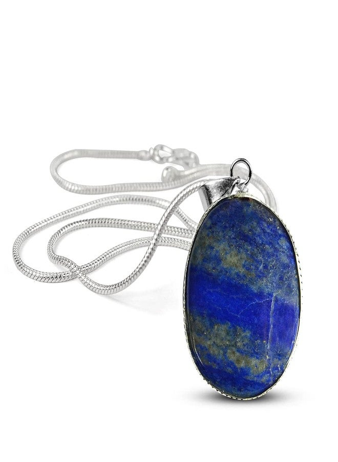 Crystu AAA Certified Lapis Lazuli Pendant Natural Crystal Stone Pendant/Locket with Metal Chain for Reiki Healing and Crystal Healing Gemstone for Unisex (Color : Blue) - Image 2