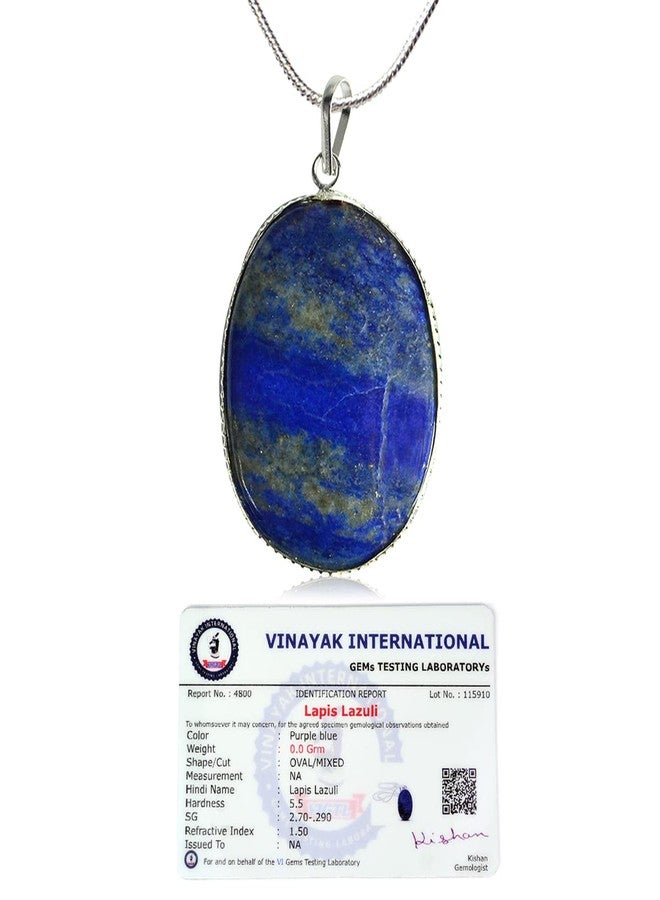 Crystu AAA Certified Lapis Lazuli Pendant Natural Crystal Stone Pendant/Locket with Metal Chain for Reiki Healing and Crystal Healing Gemstone for Unisex (Color : Blue) - Image 1