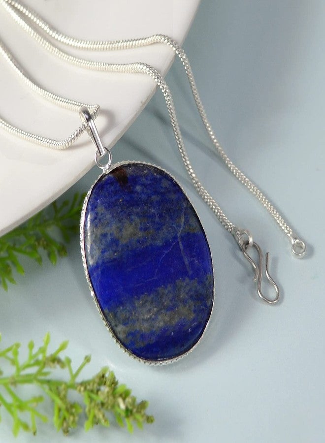 Crystu AAA Certified Lapis Lazuli Pendant Natural Crystal Stone Pendant/Locket with Metal Chain for Reiki Healing and Crystal Healing Gemstone for Unisex (Color : Blue) - Image 4