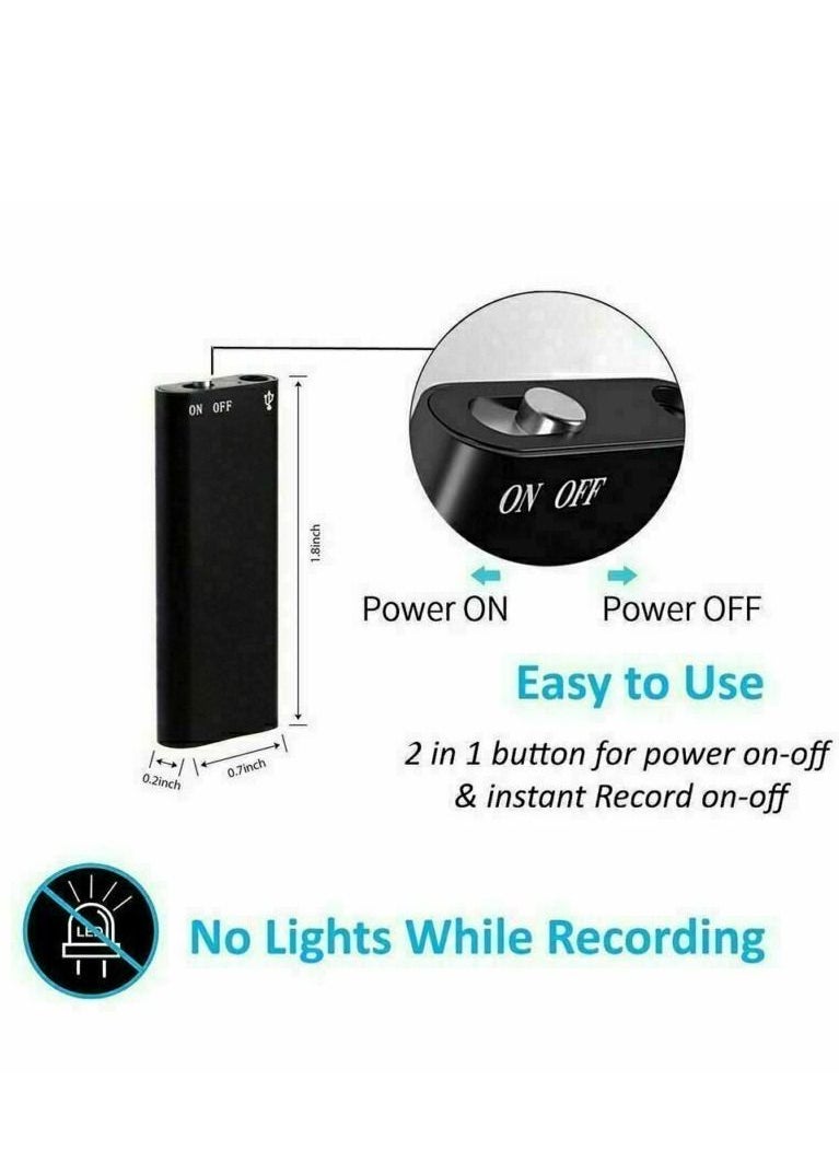 AROAQ - 16GB Activated Mini Digital Voice Recorder Small Voice Record Micro Sound Dictaphone Audio Recorder MP3 Player - Image 1