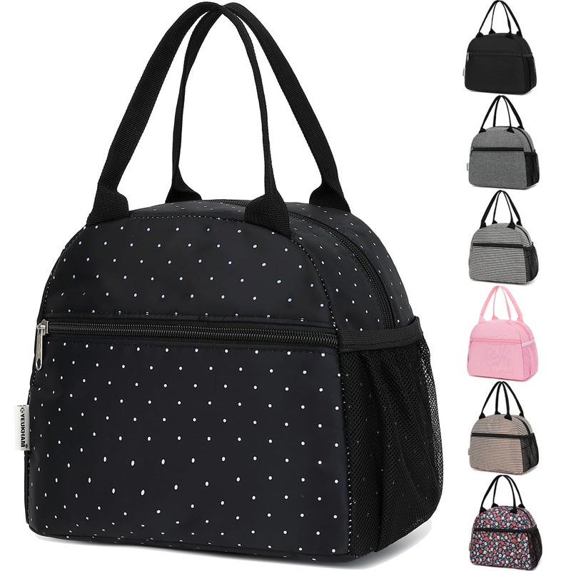 GYEUKHAM Lunch Bag Women Lunch Box for Adult Men Kids Girls Small Cute Lunchbox Tote Large Capacity Insulated Lunch Container Cooler for Work School Picnic Travel White Dot - Image 2