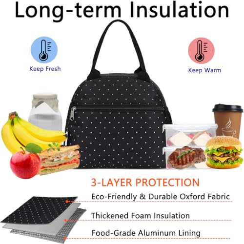 GYEUKHAM Lunch Bag Women Lunch Box for Adult Men Kids Girls Small Cute Lunchbox Tote Large Capacity Insulated Lunch Container Cooler for Work School Picnic Travel White Dot - Image 3