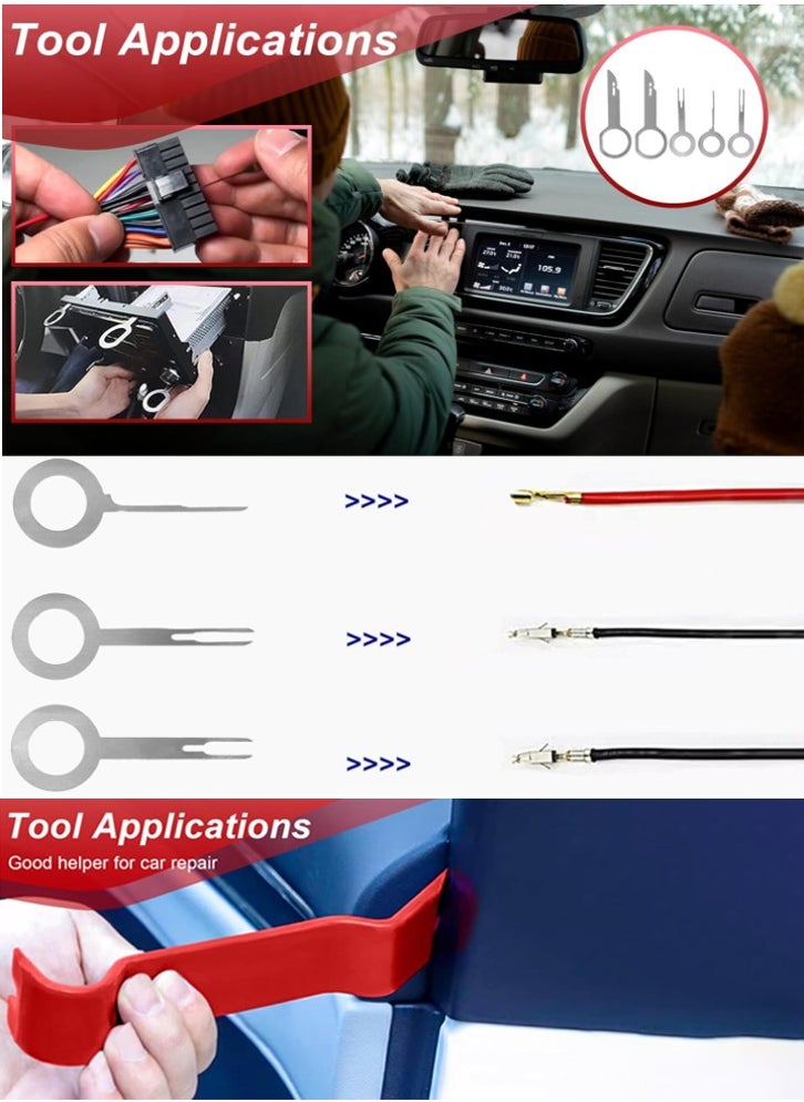 Generic 19Pcs Trim Removal Tool Set Panel Fastener Clips Removal Automotive Plastic Upholstery Pliers Removal Install Removal Car Tool with Storage Bag for Trim Panel Audio Clip Pliers Terminal  - Image 2