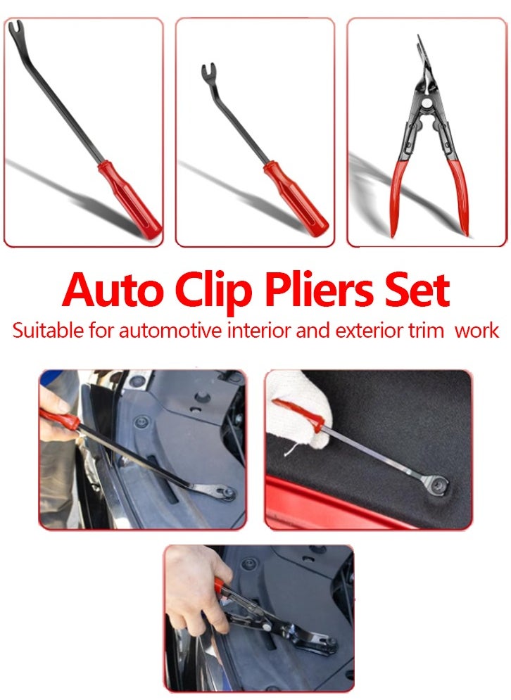 Generic 19Pcs Trim Removal Tool Set Panel Fastener Clips Removal Automotive Plastic Upholstery Pliers Removal Install Removal Car Tool with Storage Bag for Trim Panel Audio Clip Pliers Terminal  - Image 3