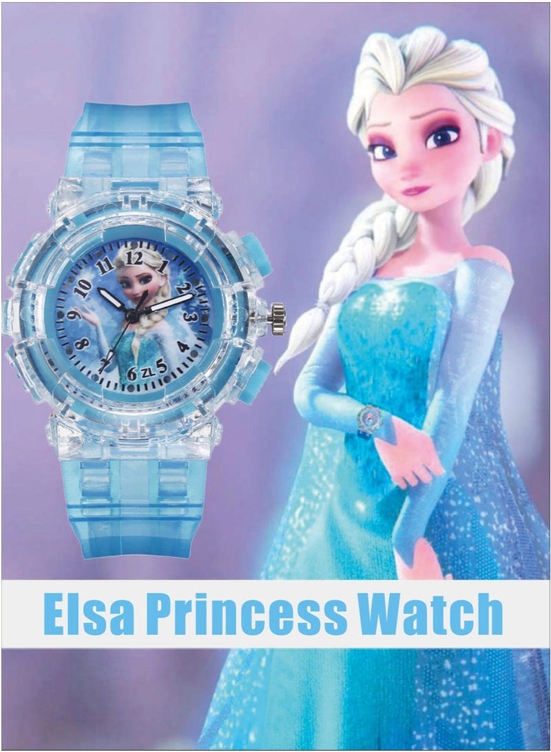 Sharpdo ساعة كواتز أنالوج ملونة متلألئة مناسبة للأطفال من 5-12 سنة من فروزن إلسا، ساعة كرتونية للأولاد والبنات، ساعة الأميرة فروزن الكلاسيكية - Image 3