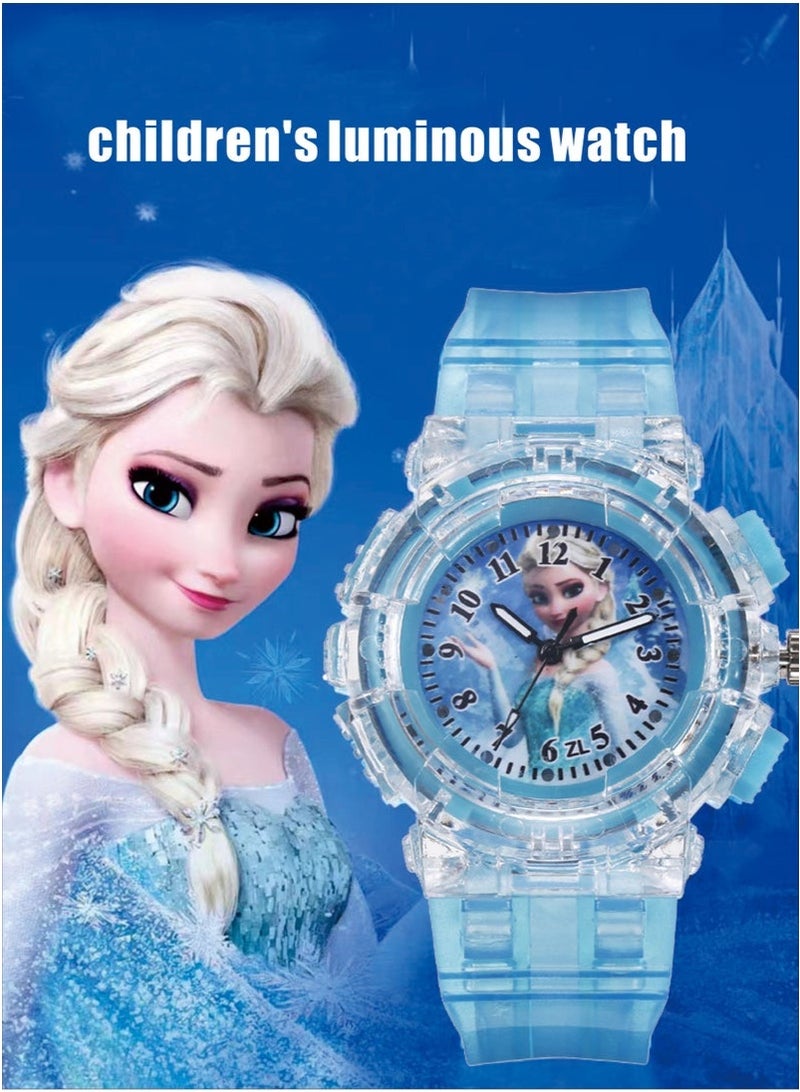 Sharpdo ساعة كواتز أنالوج ملونة متلألئة مناسبة للأطفال من 5-12 سنة من فروزن إلسا، ساعة كرتونية للأولاد والبنات، ساعة الأميرة فروزن الكلاسيكية - Image 2